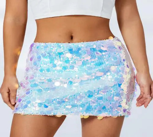 Women's Irregular Sequined Mini Skirt (One Piece)