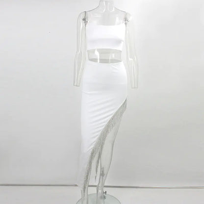 Women's Tassel Irregular Skirt Two-Piece Set